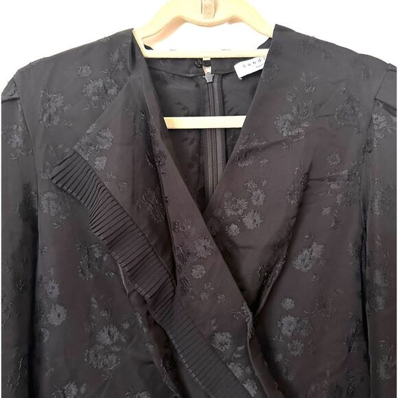 SANDRO Walls Wrap Effect Floral Jacquard‎ Mini Dress Sz 40 (L) - Picture 5 of 6